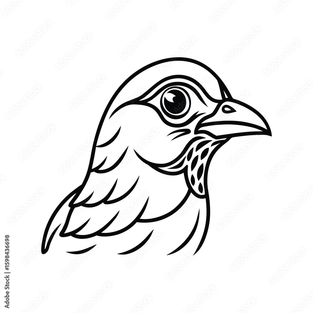 Obraz premium a nightjar bird head line art silhouette vector illustration on white background