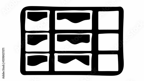 Stylized grid with partial fills in black and white