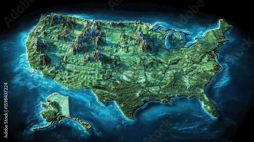 US Terrain Map: States, Mountains, Forests