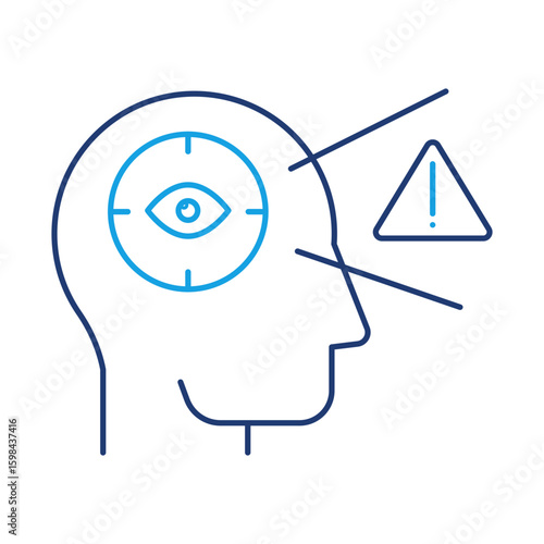Attention Icon – Representing Awareness and Mindful Observation. Editable Stroke.