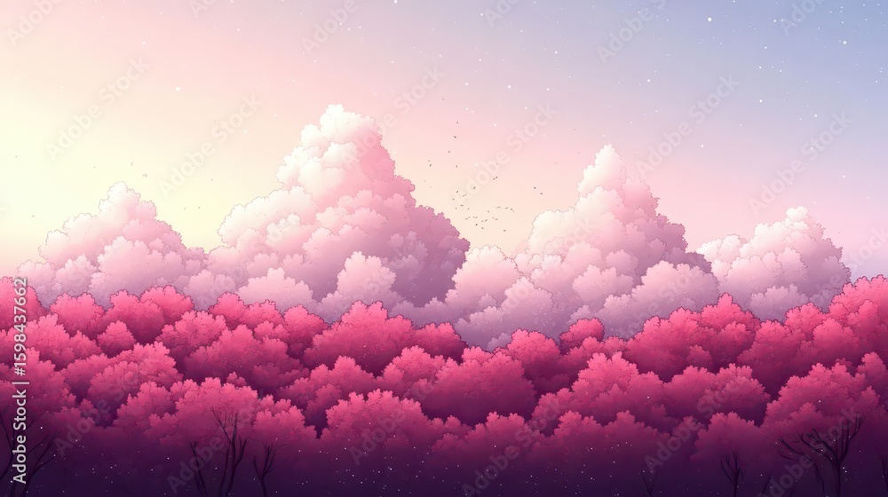 Fototapeta premium Pink Forest, Dreamy Cloudscape