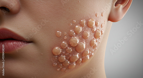 Skin blistering caused by bullous impetigo bacterial infection