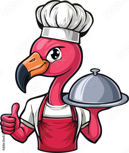 Gourmet Flamingo Chef: Culinary Mascot Illustration