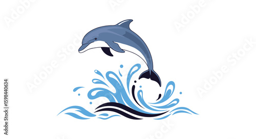 Majestic dolphin leaping gracefully through the sparkling ocean waves creating a splash of aquatic brilliance