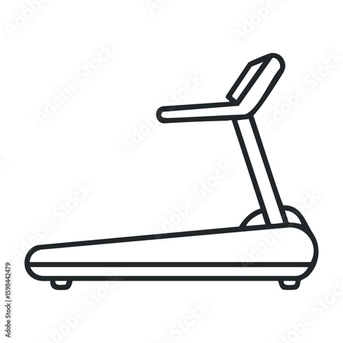Modern black and white treadmill design for home gym fitness equipment. Vector illustration