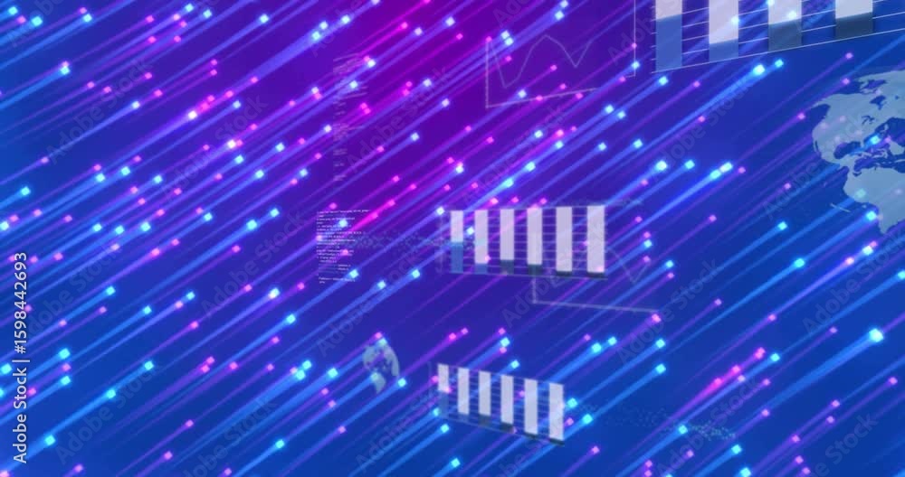 Bar chart emerging after one second, bars rising and code scrolling ...