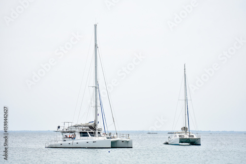 Yachts on the Trincomalee Town Beach, Sri Lanka.