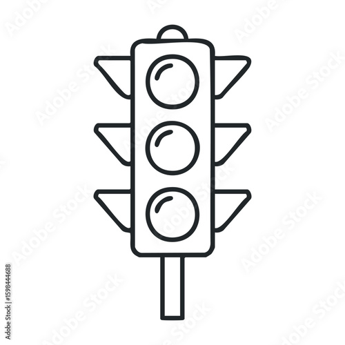 Black outline of traffic light on white background. Vector illustration