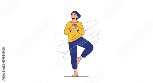 Person practicing yoga demonstrating balance and inner peace through calming movements and healthy lifestyle choices