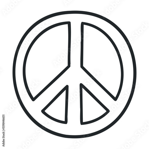 Simple black peace symbol on white background. Vector illustration