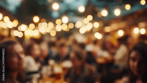 Two men making a toast with beer mugs in a pub during Oktoberfest, celebrating a victory or friends gathering, footage.