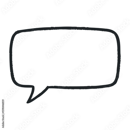 Handmade square speech bubble with rough outline and rounded tail. Vector illustration