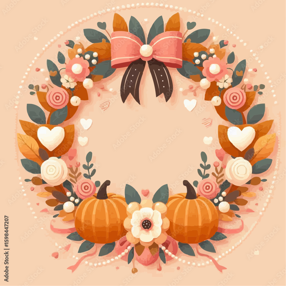 Fototapeta premium Thanksgiving pumpkin frame 