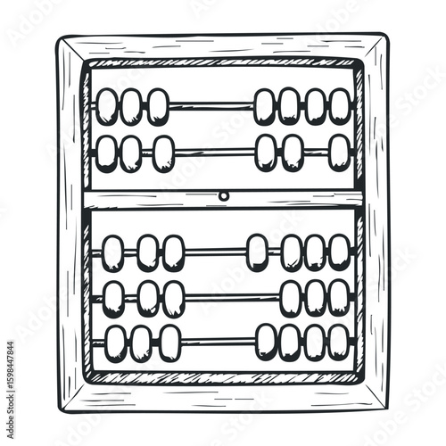 Classic wooden abacus with beads for arithmetic calculations and educational learning tool. Vector illustration