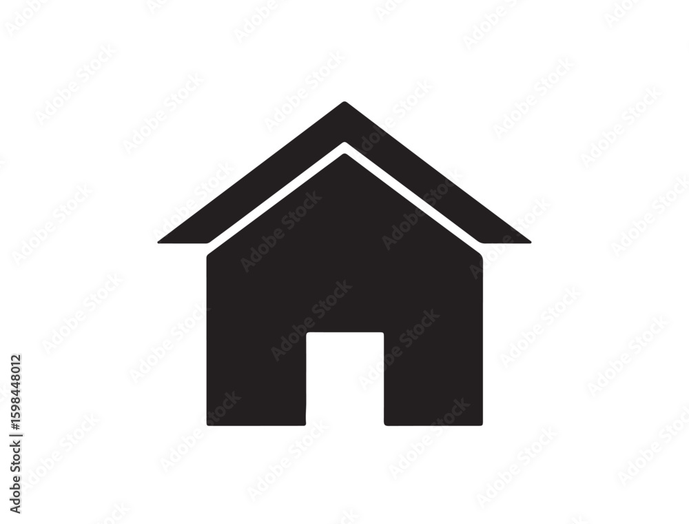 Black silhouette vector icon of a house, placed on a pure white background Black silhouette vector icon of a house, placed on a pure white background