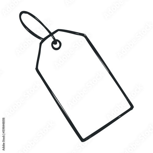 Blank label tag with string handle for pricing and retail use. Vector illustration