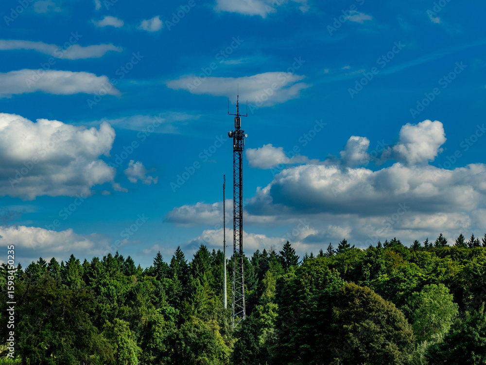 Obraz premium Funk und Sendemast im Wald