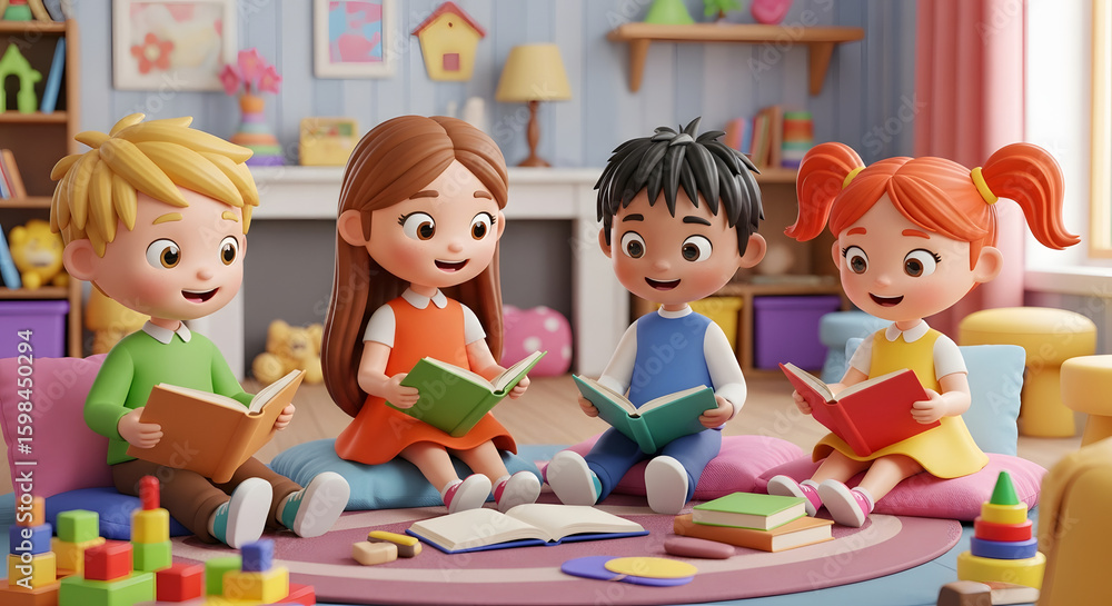 Fototapeta premium children playing with blocks