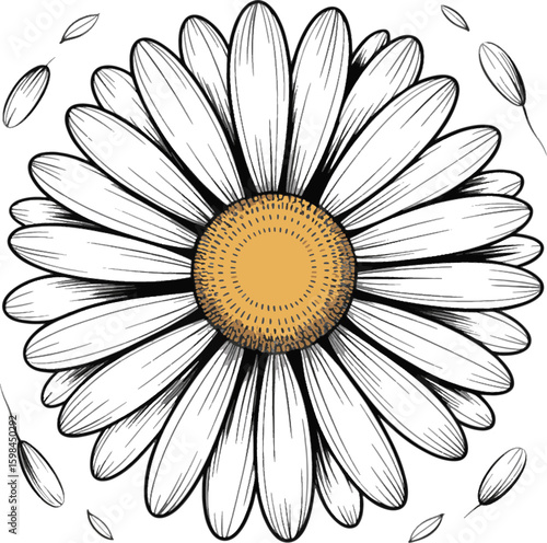 White daisy with yellow center and scattered petals flower white petals