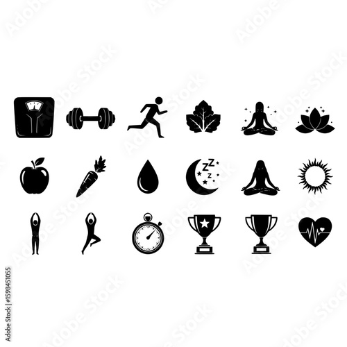 Wellness health fitness lifestyle diet exercise yoga meditation sleep weight loss healthy eating concept