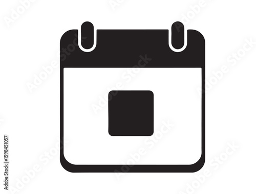 vector icon of a calendar with bold date square in center in silhouette
