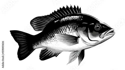 Tilapia fish vector illustration design, illustration isolated  on a white background.