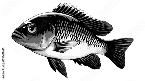 Tilapia fish vector illustration design, illustration isolated  on a white background.
