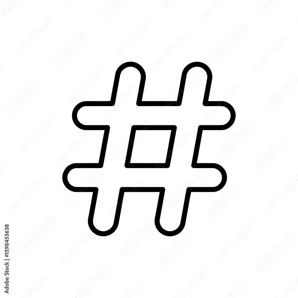 Fototapeta premium Hashtag Icon Black Lined