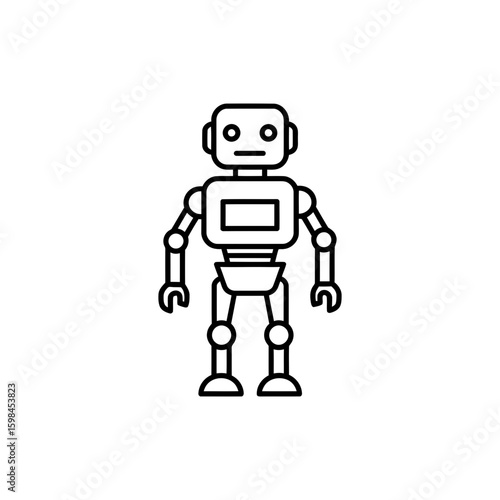 Robot black line icon for technology and AI theme