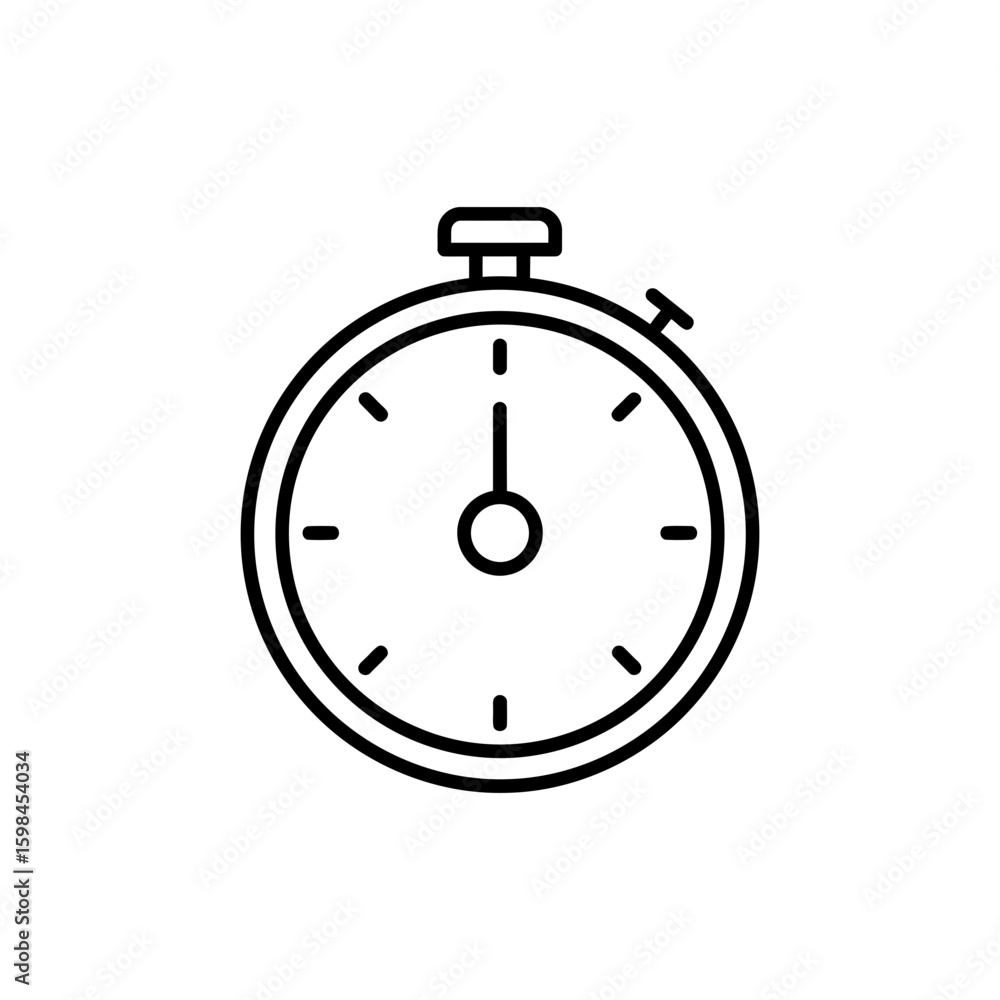 Obraz premium Timer Black Line Icon for Clock and Productivity Theme