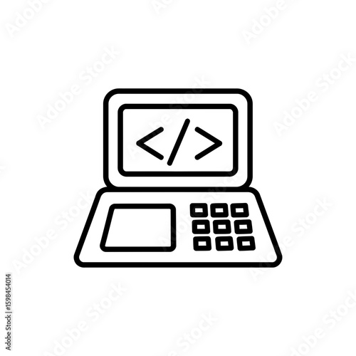 Black Line Icon of Terminal or Coding Interface Symbol