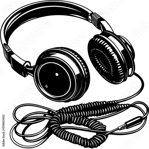 headphones on black background
