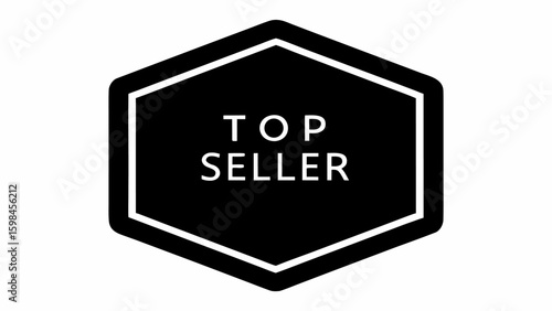 Illustration of a black hexagon with rounded corners and a white border containing the text top seller