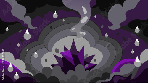 A chaotic mix of dark purples and greys representing the turmoil of grief and loss.. Vector illustration