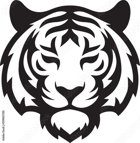 Angry tiger head silhouette, Tiger head vector icon, Tiger head silhouette vector illustration 