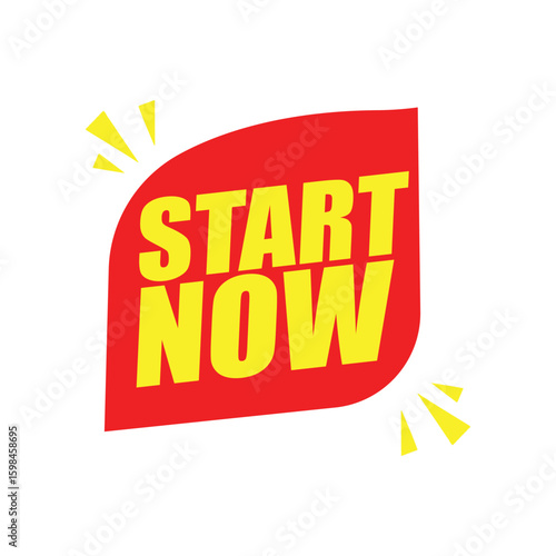 Start Now Label Sticker – Vector Tag for Call to Action, Motivation, and Quick Start Promos