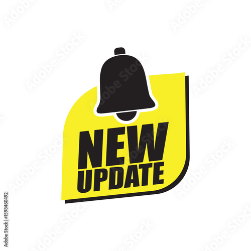 New Update Banner with Notification Bell – Vector Label for Alerts, Announcements, and App Updates