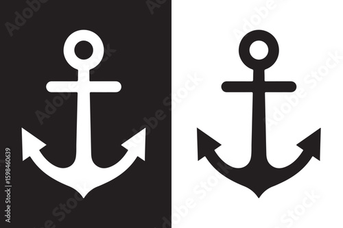 anchor icon vector art illustration, ship anchor icon vector isolated on white background