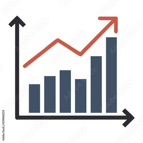 Growth chart illustration showing upward trend for business success and financial performance analysis