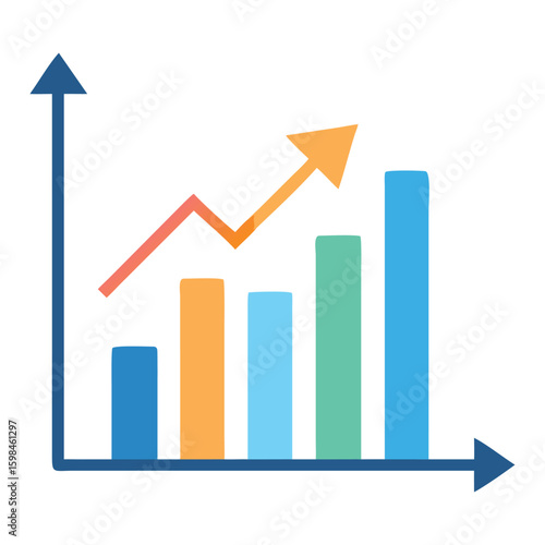 Growth chart showing positive trend with arrow indicating increasing sales and business success rate