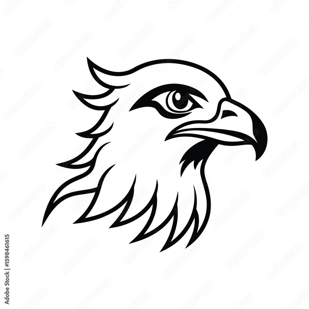 Obraz premium an osprey bird head line art silhouette vector illustration on white background
