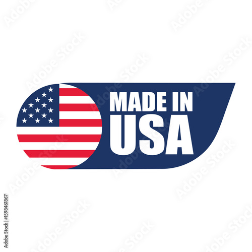 Made in USA Label with Flag – Vector Badge Design for Country of Origin, Export, and Product Packaging