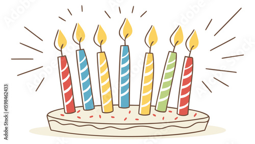 Birthday cake with candles vector illustration for happy birthday celebration and party design elements