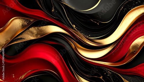 Abstract Liquid Gold and Red