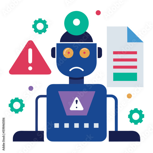 Ai powered financial fraud detection system alert isolated on white background