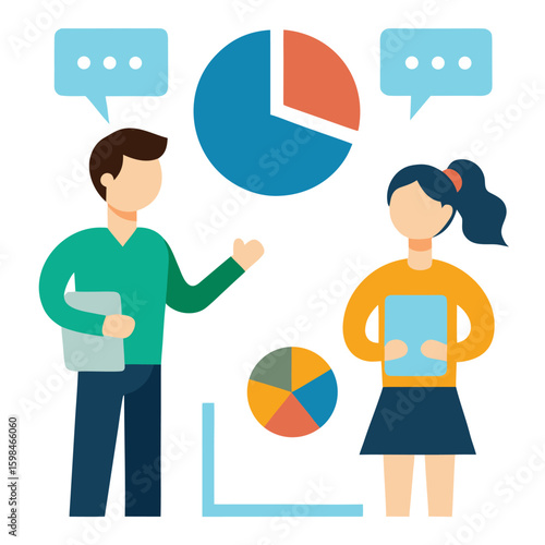 Manager reviewing annual performance report isolated on white background