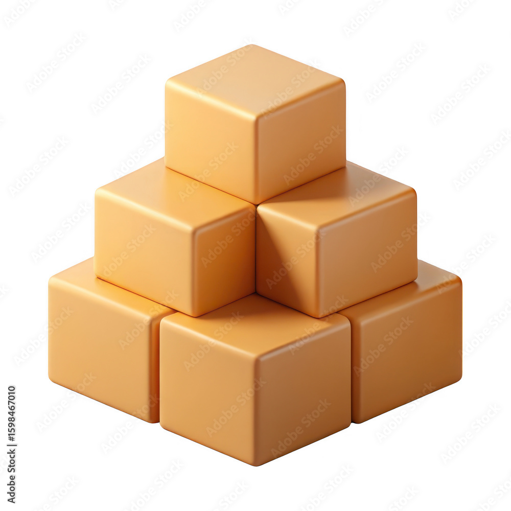 Obraz premium Stacked Orange Cubes 3D Render on Transparent Background