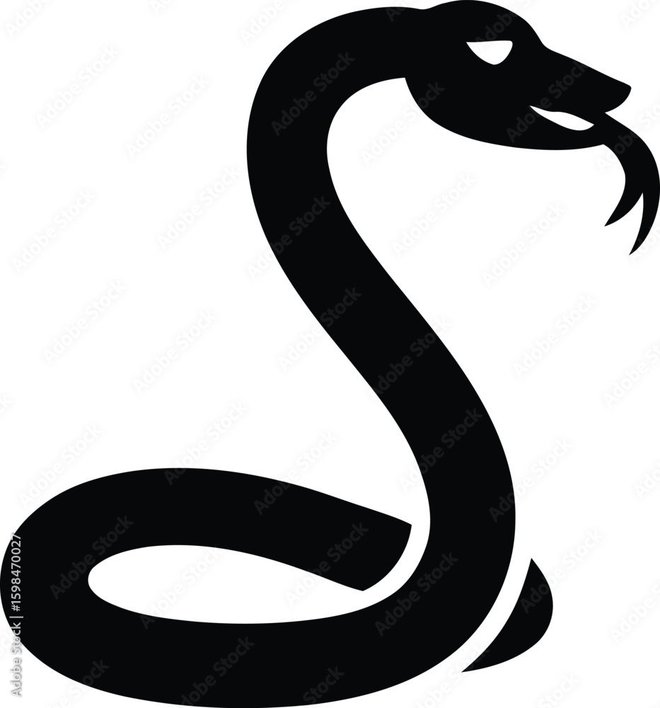 Naklejka premium Black Snake Silhouette Elegant and Modern Vector Art Illustration