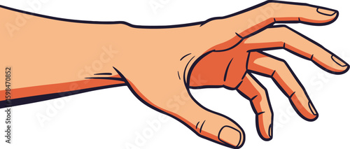 Vector art of a cartoon hand reaches out with fingers extended, isolated on white background, ready to grab or hold