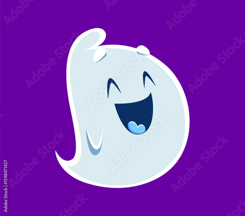 Halloween font D letter ghost cartoon funny character. Spooky phantom character English ABC letter, horror creature mascot or creepy spirit personage latin alphabet vector symbol. Font typeset element